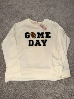 Philosophy Cream Crewneck Sweatshirt with Sequin Football Applique